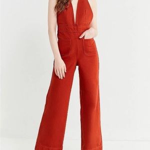 Urban Outfitters Eleanor Plunging Denim Jumpsuit